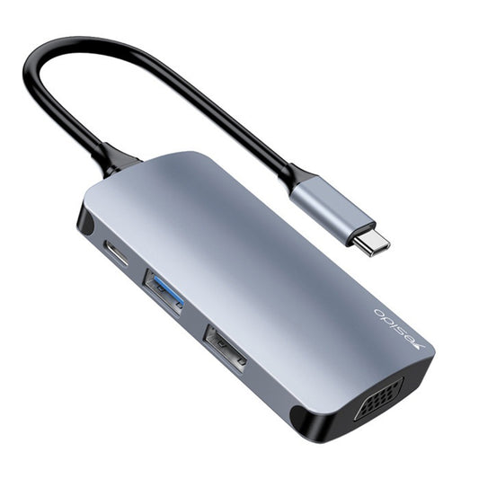 Hub USB-C Yesido HB16, 7 em 1, Cinzento