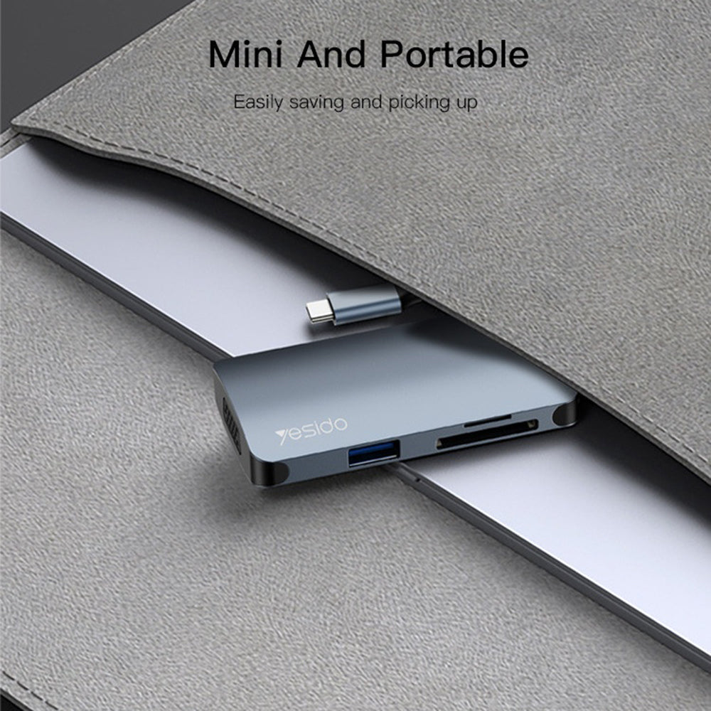 Hub USB-C Yesido HB16, 7 em 1, Cinzento