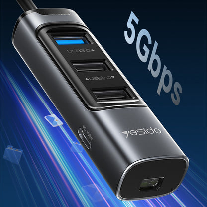 Hub USB-C Yesido HB24, 5 em 1, Cinzento