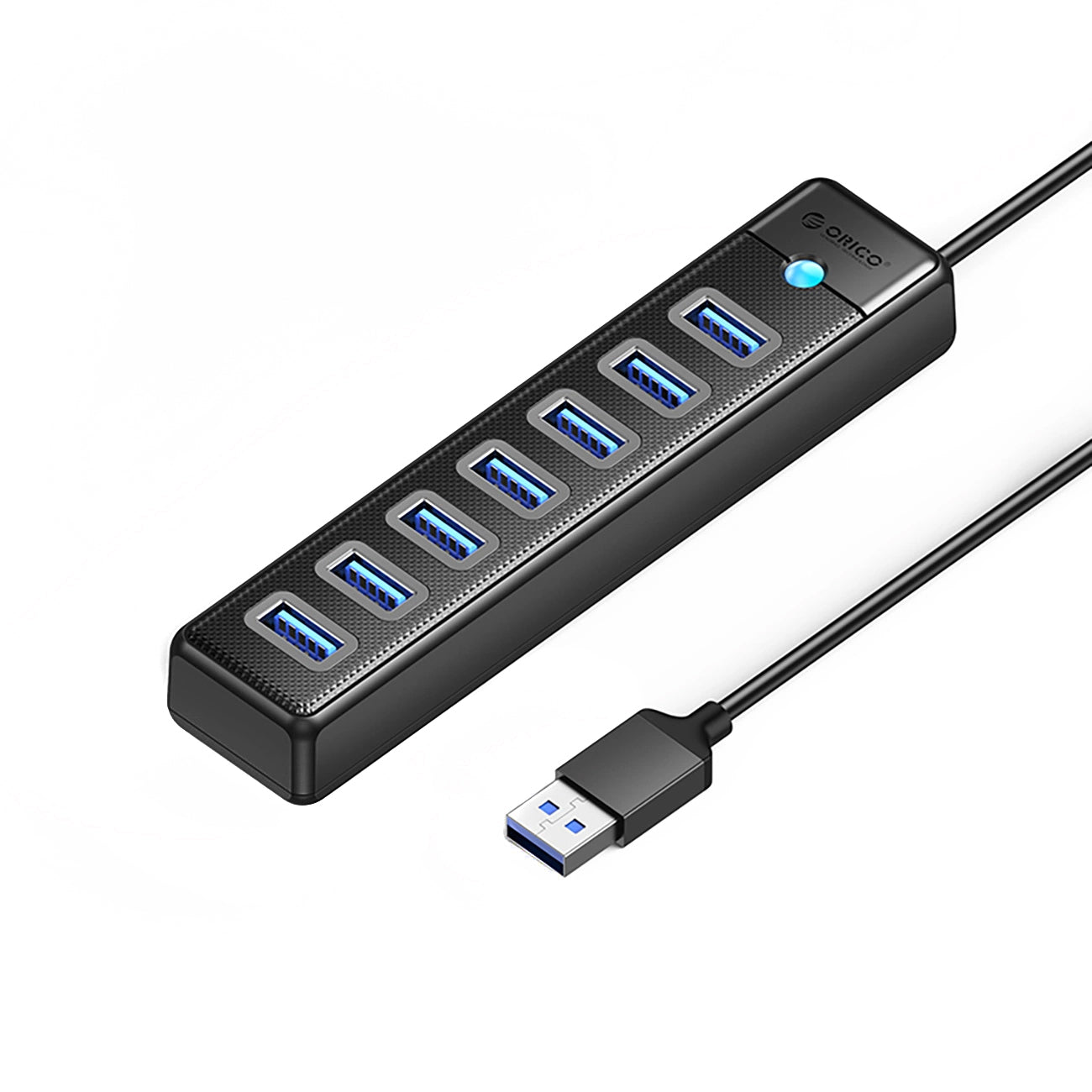 Hub USB Orico PW7U-U3, 7 x USB-A 3.0 - 1 x USB-C, Preto