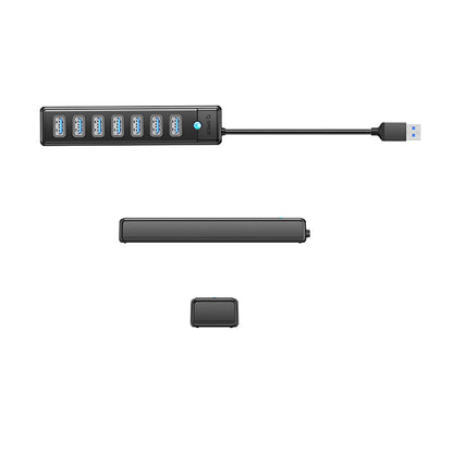 Hub USB Orico PW7U-U3, 7 x USB-A 3.0 - 1 x USB-C, Preto