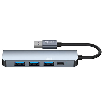 Concentrador USB Tech-Protect V0, 3 x USB-A 3.0 - 1 x USB-A - 1 x USB-C, cinzento