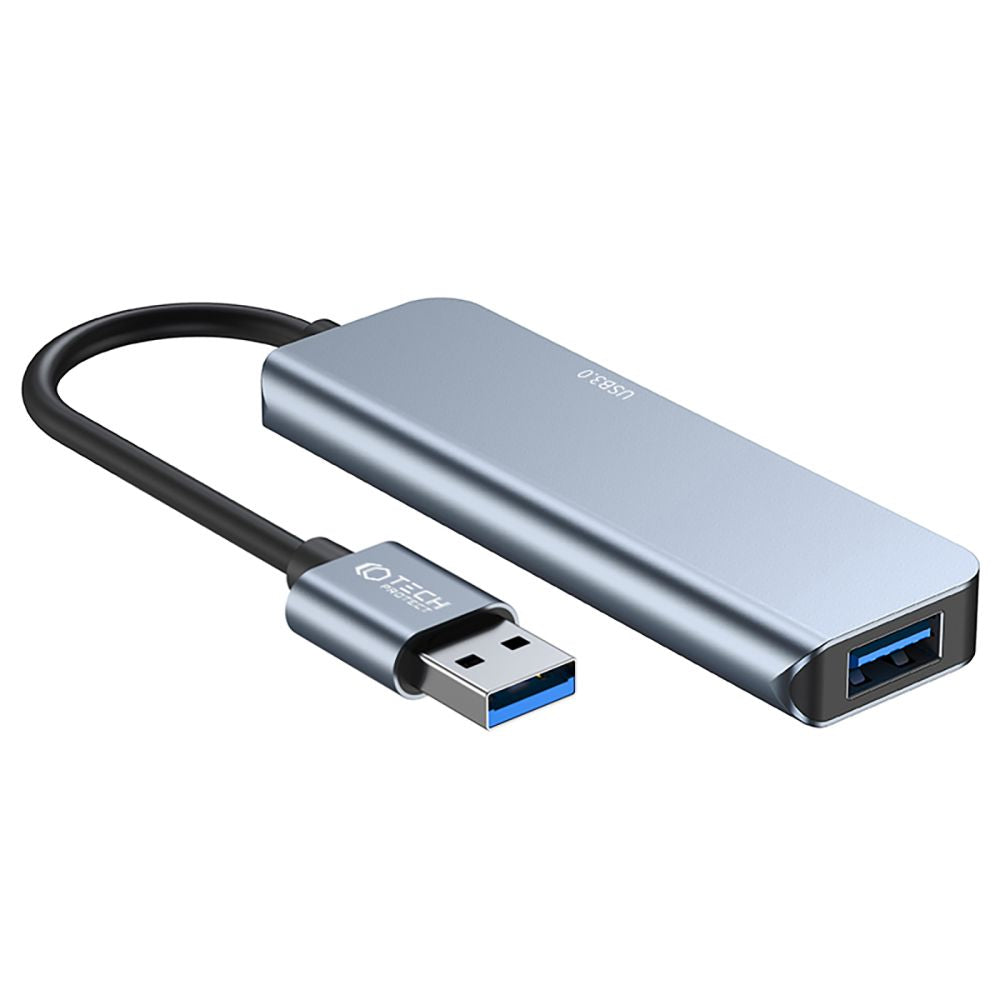 Concentrador USB Tech-Protect V0, 3 x USB-A 3.0 - 1 x USB-A - 1 x USB-C, cinzento