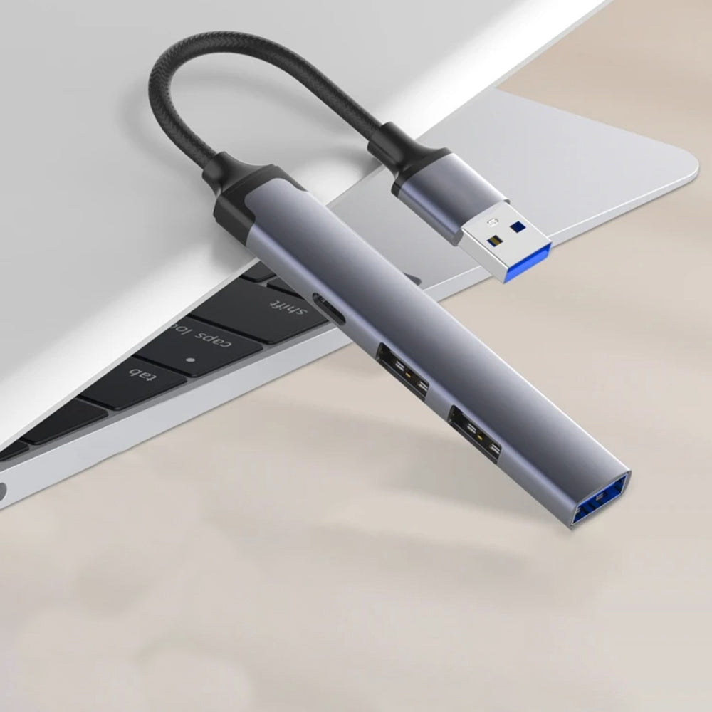 Hub USB Techsuit H19 PolarisBridge, 4 em 1, Cinza Branco