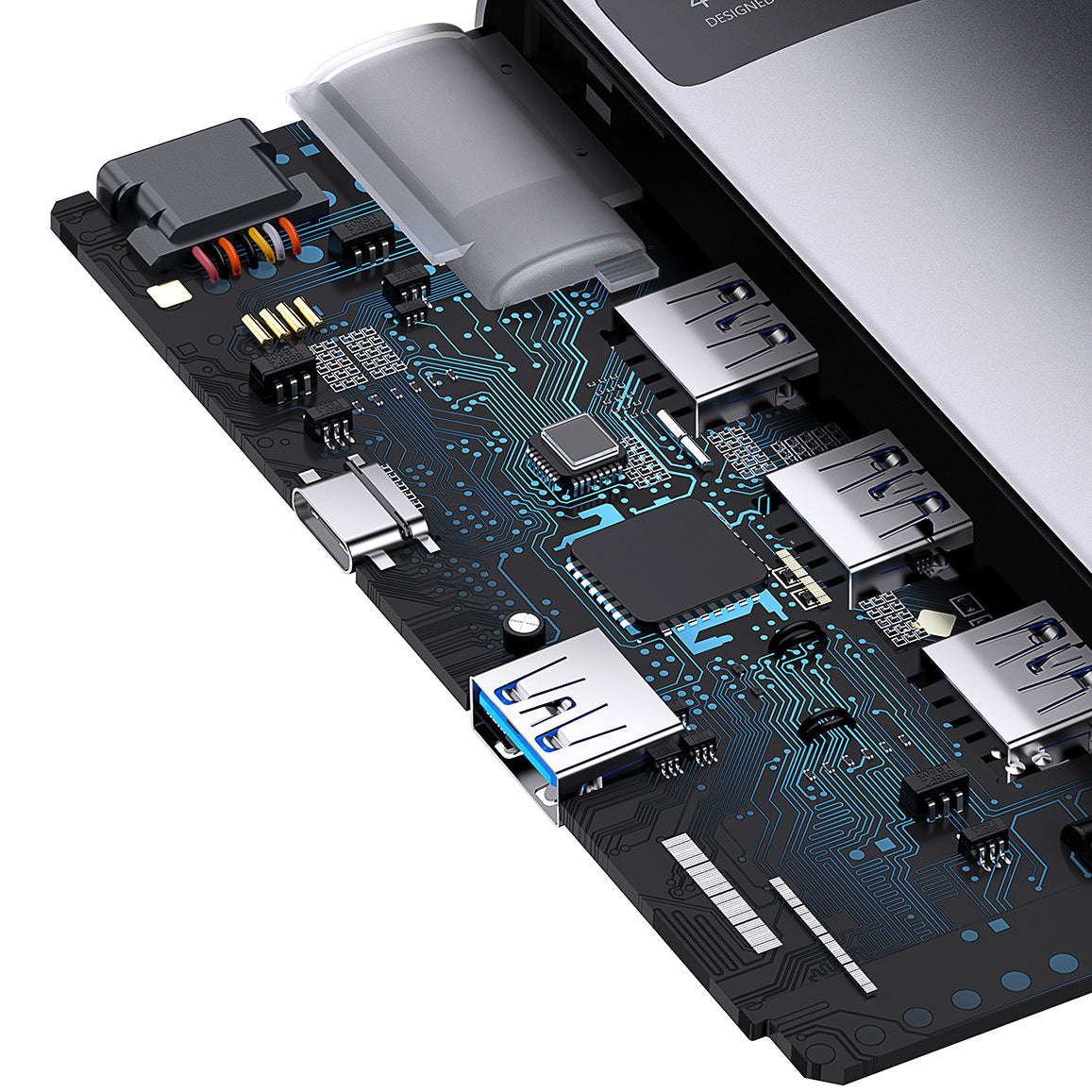 Hub USB-C Baseus Metal Gleam, 4 x USB-A 3.0, Cinzento WKWG070013