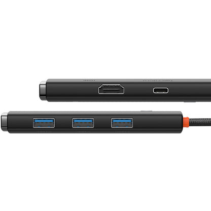 Hub USB-C Baseus Lite, 3 X USB-A 3.0 - USB-C - HDMI, Preto WKQX040001