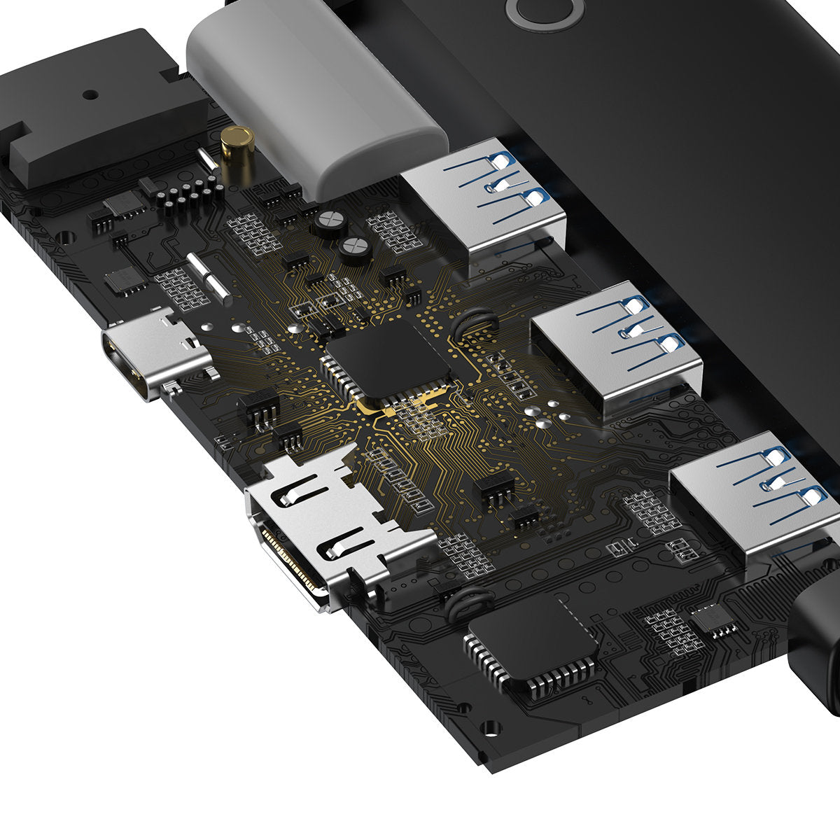 Hub USB-C Baseus Lite, 3 X USB-A 3.0 - USB-C - HDMI, Preto WKQX040001