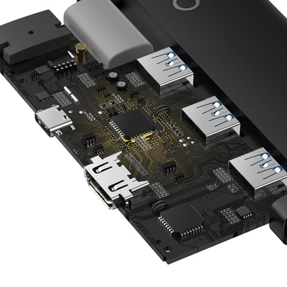 Hub USB-C Baseus Lite, 3 X USB-A 3.0 - USB-C - HDMI, Preto WKQX040001