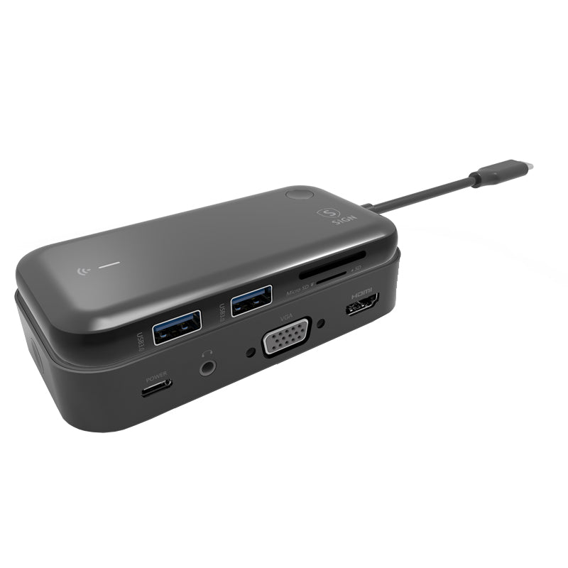 Concentrador USB-C SiGN, 1 x USB-C - 1 x HDMI - 1 x VGA - 1 x ficha de 3,5 mm, preto SN-TVBT01 SN-TVBT01