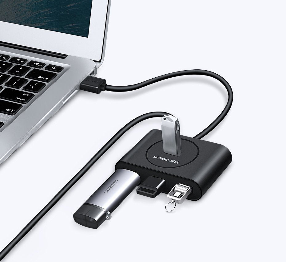 Hub USB UGREEN CR113, 4 x USB-A 3.0, 1m, Preto