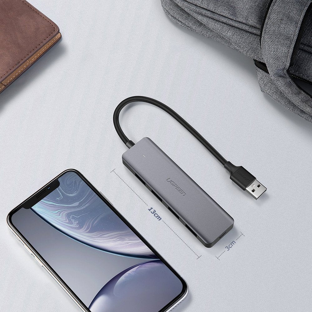 Hub USB UGREEN CM219, 4 x USB-A 3.0 - 1 x USB-C, Cinzento