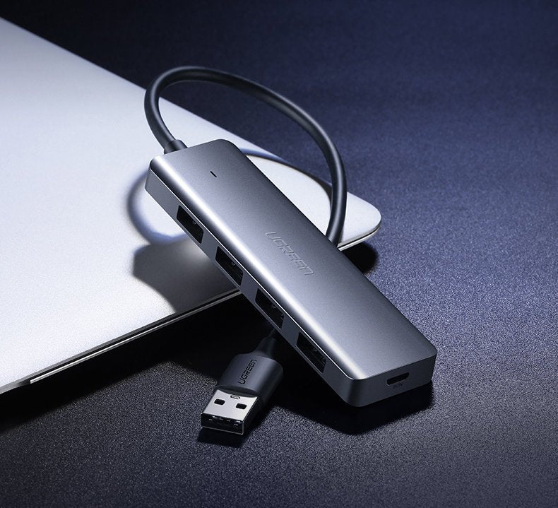 Hub USB UGREEN CM219, 4 x USB-A 3.0 - 1 x USB-C, Cinzento