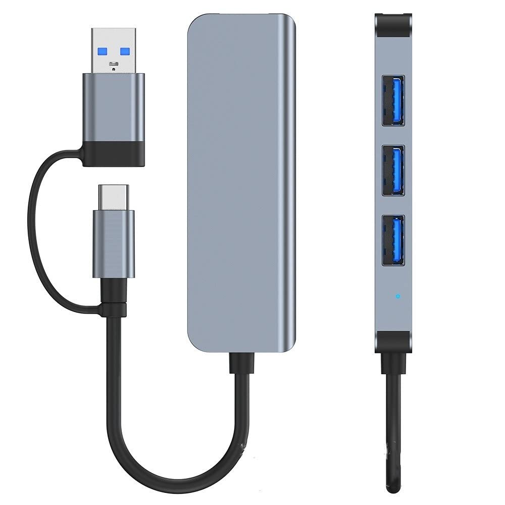 Hub USB / USB-C Techsuit H8 DataBridge, 4 em 1, Cinzento
