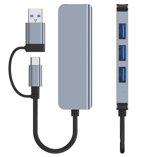 Hub USB / USB-C Techsuit H8 DataBridge, 4 em 1, Cinzento