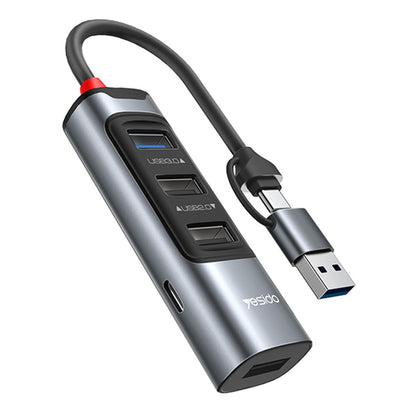 Hub USB / USB-C Yesido HB20, 5in1, Cinzento