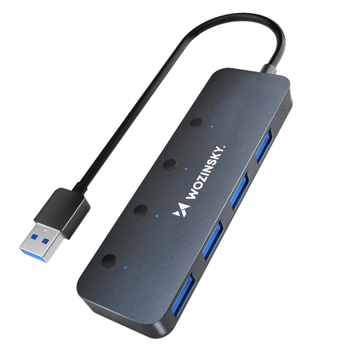Hub USB WZK WHS080YSS, 4 x USB-A 3.0, Cinzento