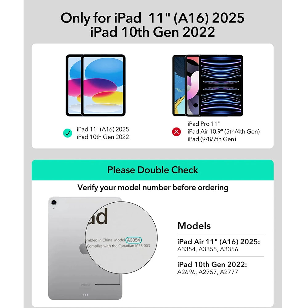 Capa com Teclado para Apple iPad (2025) / (2022), ESR, Rebound, Cinza