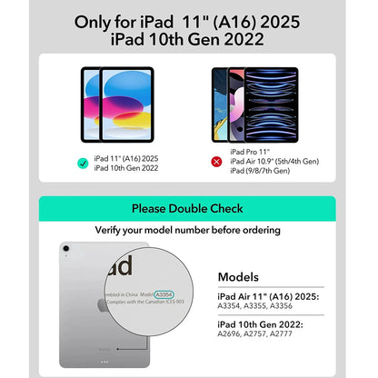 Capa com Teclado para Apple iPad (2025) / (2022), ESR, Rebound New, Preta
