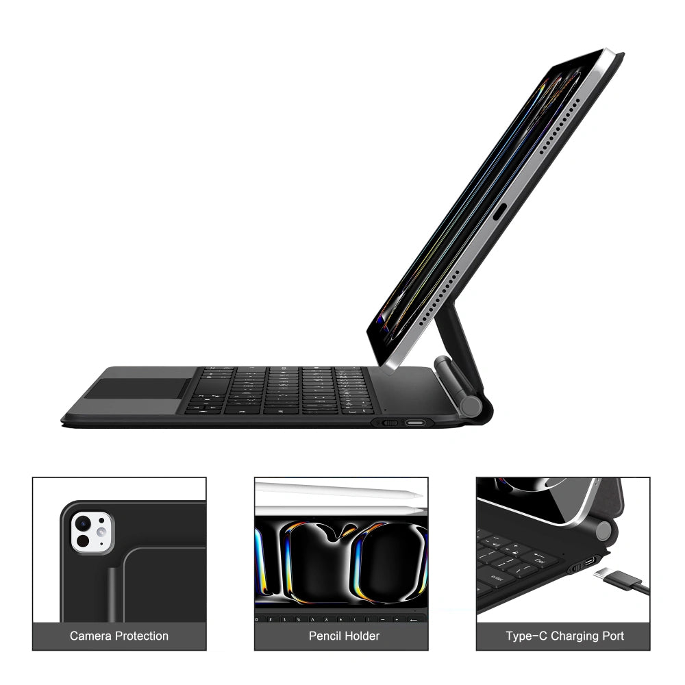 Capa com Teclado para Apple iPad Pro 11 (2025) / (2024), Tech-Protect, SmartCase Magnética, Preta