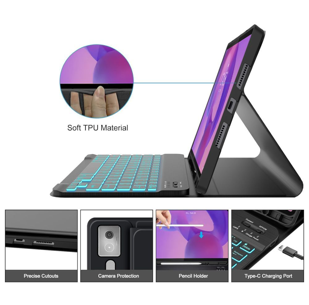 Capa com Teclado para Lenovo Idea Tab Pro, Tech-Protect, SC PEN, Preta