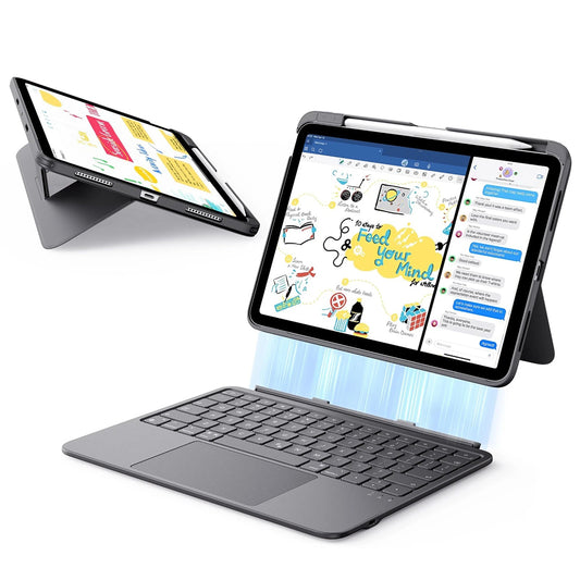Capa com Teclado para Apple iPad (2025) / (2022), ESR, Flex, Cinza