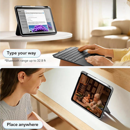 Capa com Teclado para Apple iPad (2025) / (2022), ESR, Flex, Cinza