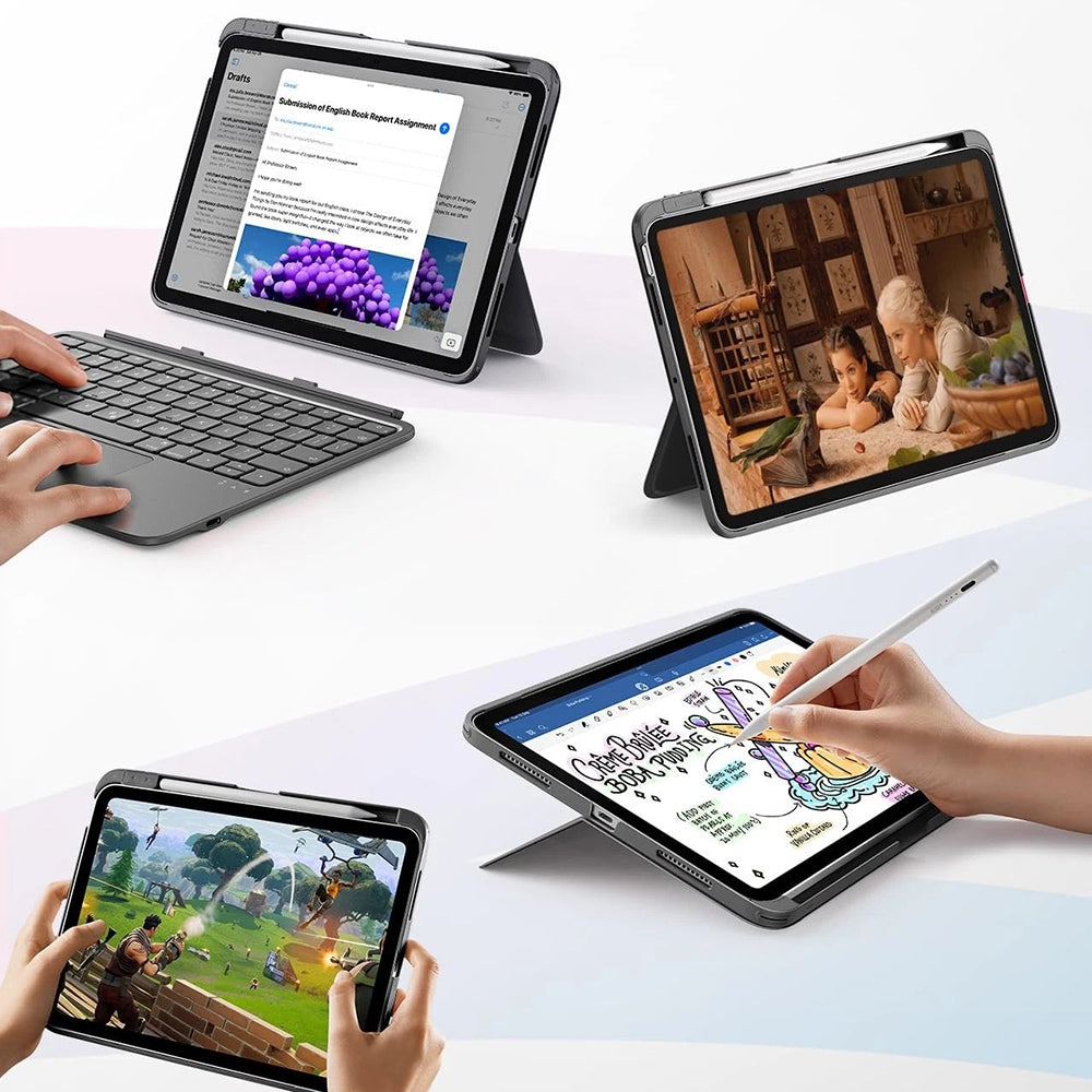 Capa com Teclado para Apple iPad (2025) / (2022), ESR, Flex, Cinza