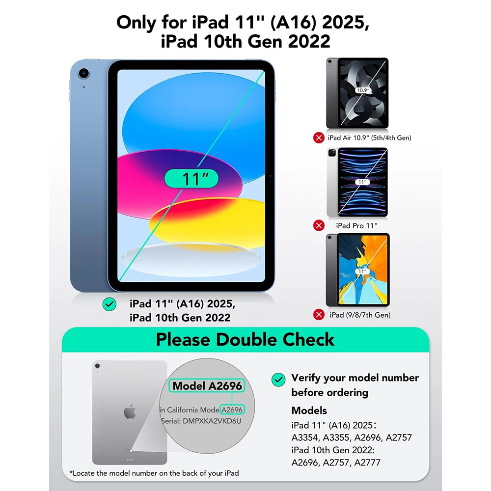 Capa com Teclado para Apple iPad (2025) / (2022), ESR, Flex, Cinza