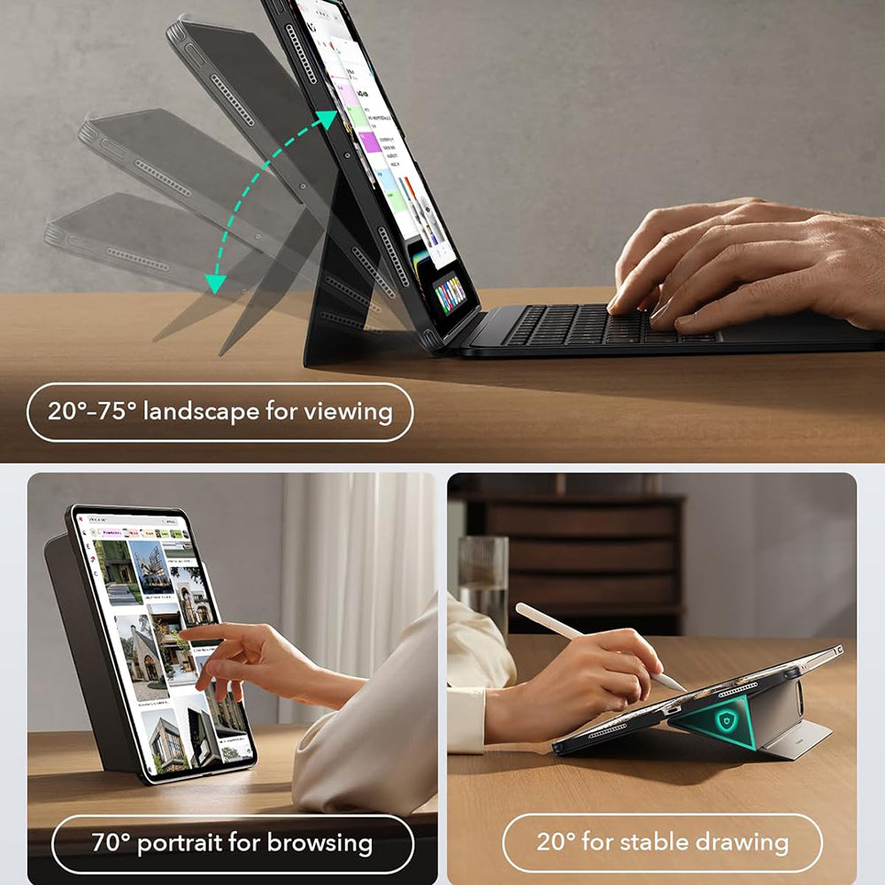 Capa com Teclado para Apple iPad (2025) / (2022), ESR, Shift, Cinza