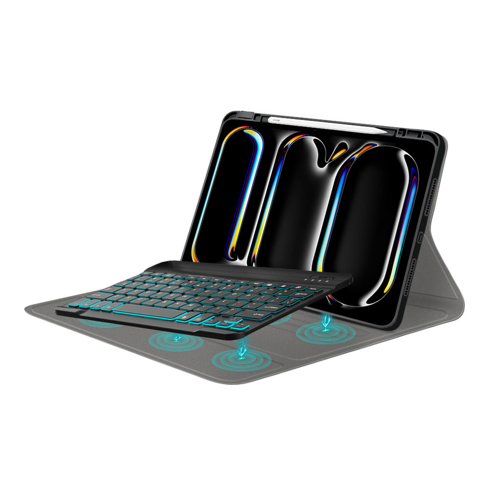 Capa com Teclado para Apple iPad Pro 11 (2024), Techsuit, CozyTab, Preta