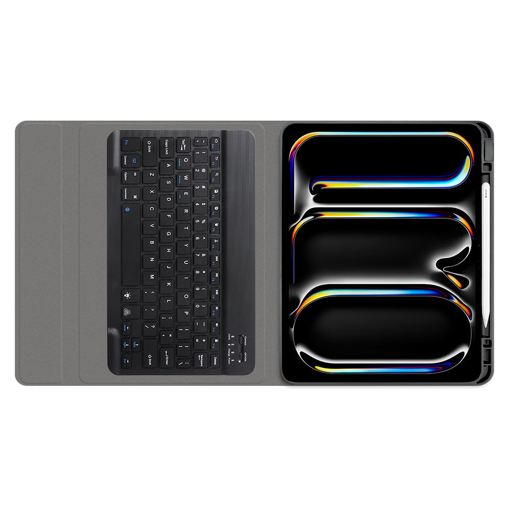 Capa com Teclado para Apple iPad Pro 11 (2024), Techsuit, CozyTab, Preta