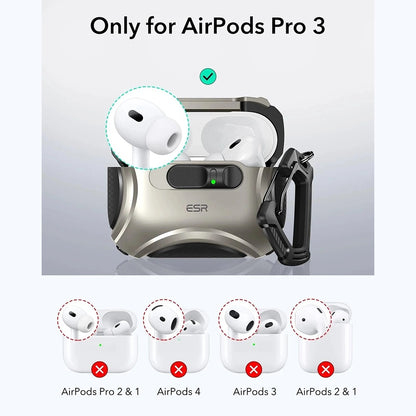 ESR Cyber FlickLock Case for Apple AirPods Pro 3, Gray