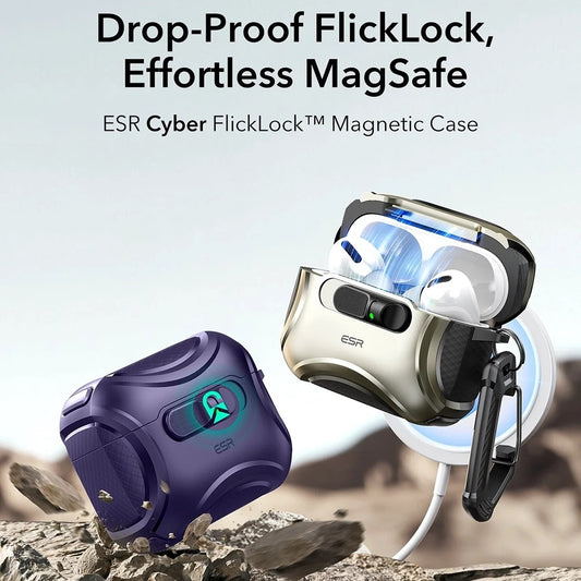 Capa ESR Cyber FlickLock para Apple AirPods Pro 3, Roxo