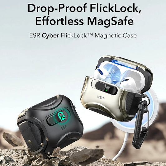 Capa ESR Cyber FlickLock para Apple AirPods Pro 3, Preta