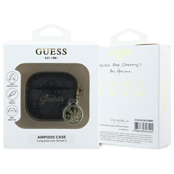 Capa Guess 4G Charm para Apple AirPods 4, Preta