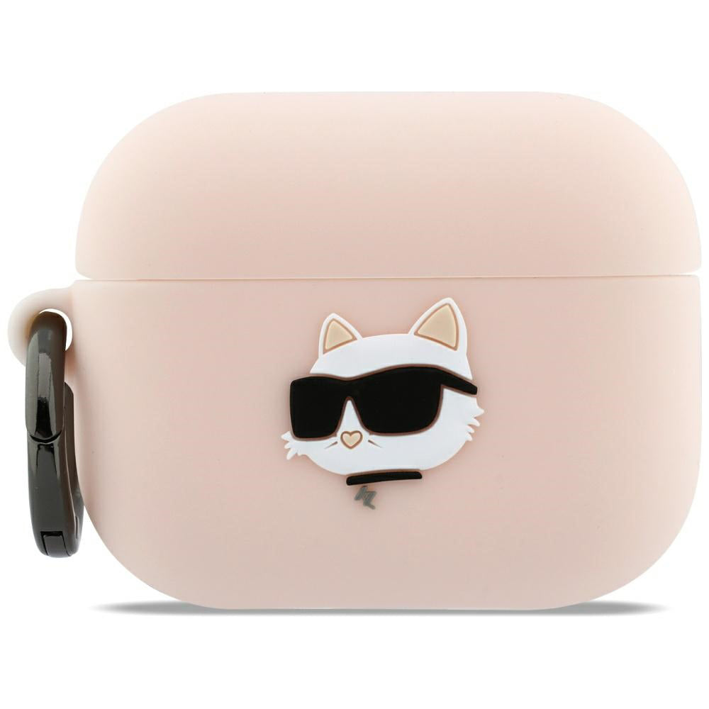 Capa Karl Lagerfeld Silicone Choupette's Head 3D para Apple AirPods Pro 3, Rosa