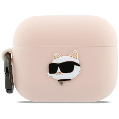 Capa Karl Lagerfeld Silicone Choupette's Head 3D para Apple AirPods Pro 3, Rosa