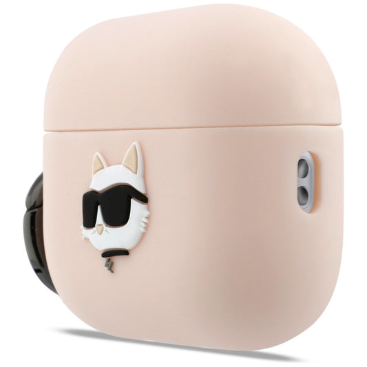 Capa Karl Lagerfeld Silicone Choupette's Head 3D para Apple AirPods Pro 3, Rosa