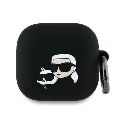 Capa Karl Lagerfeld 3D Karl & Choupette's Heads para Apple AirPods 4, Preta
