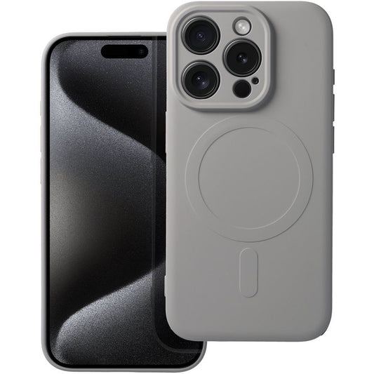 Capa MagSafe para Apple iPhone 15 Pro Max, OEM, Silicone Mag, Cinzenta