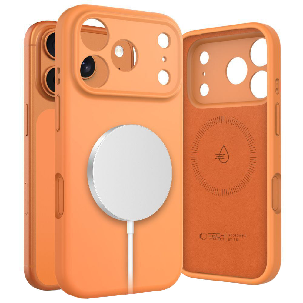 Capa MagSafe para Apple iPhone 17 Pro, Tech-Protect, Silicone, Laranja
