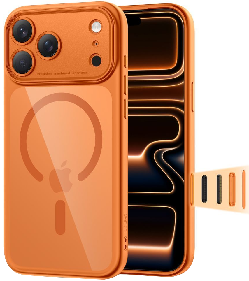 Capa MagSafe para Apple iPhone 17 Pro, Tech-Protect, MagPeak, Laranja