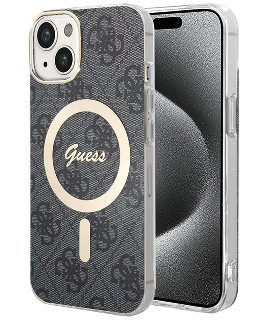 Capa MagSafe para Apple iPhone 15, Guess, 4G IML, Preta GUHMP15SH4STK
