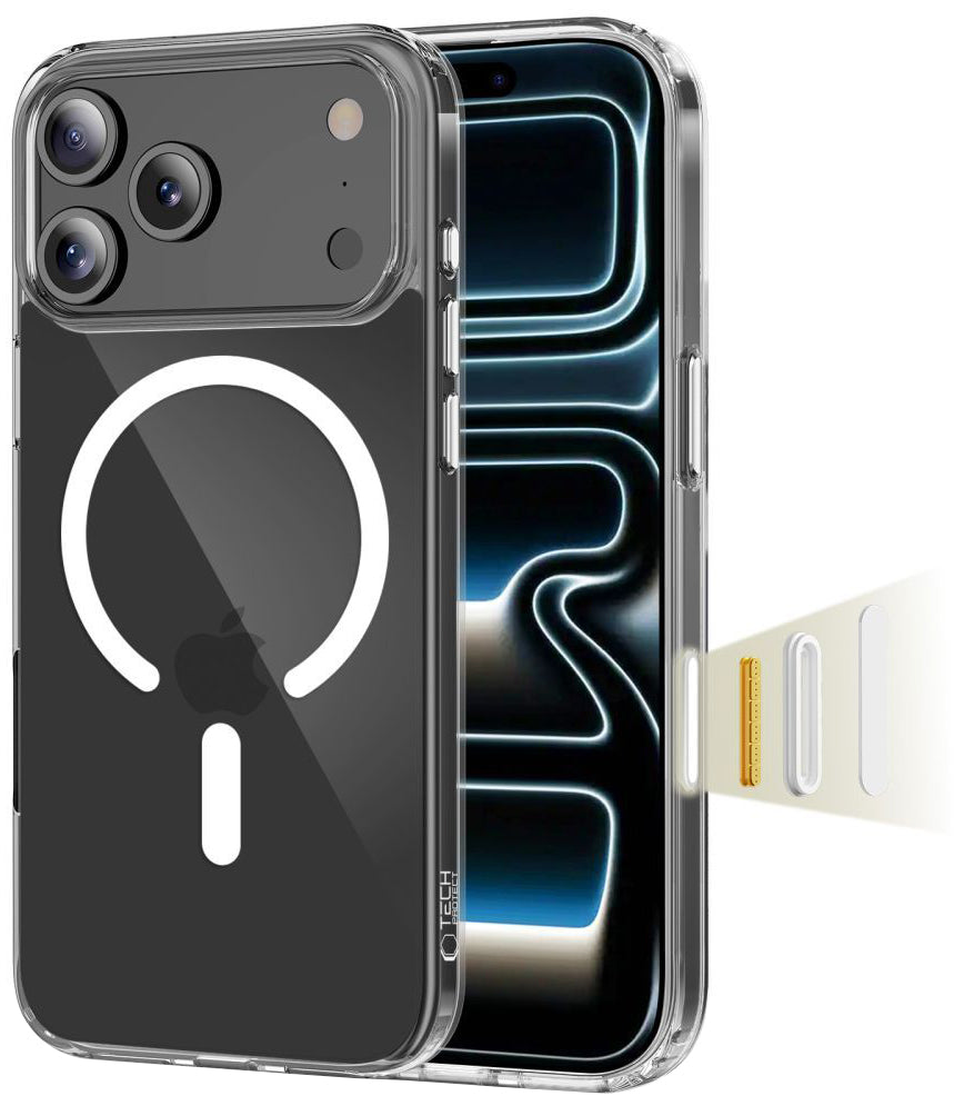 MagSafe Case for Apple iPhone 17 Pro Max, Tech-Protect, Flexair Hybrid CC, Transparent