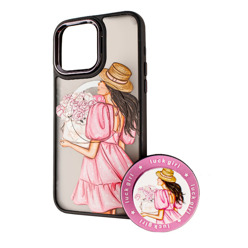 MagSafe Case for Apple iPhone 13 Pro Max, BOTER, MagPopsocket Luck Girl, Multicolor