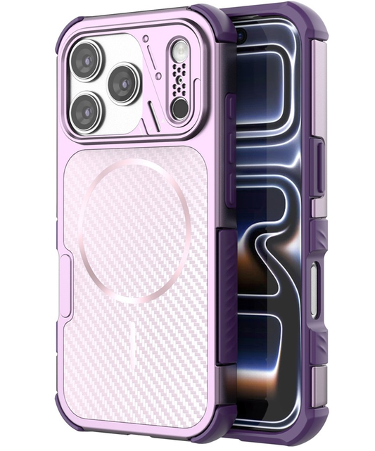 Capa MagSafe para Apple iPhone 18 Pro / 17 Pro, OEM, Proteção de Carbono e Cantos, Roxo