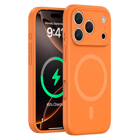 Capa MagSafe para Apple iPhone 17 Pro Max, OEM, Silicone Líquido, Laranja