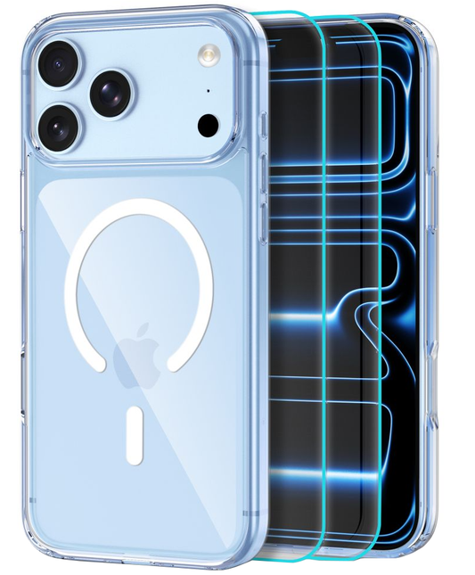 Capa MagSafe para Apple iPhone 18 Pro / 17 Pro, Tech-Protect, Flexair Hybrid com Protetor de Ecrã, Transparente