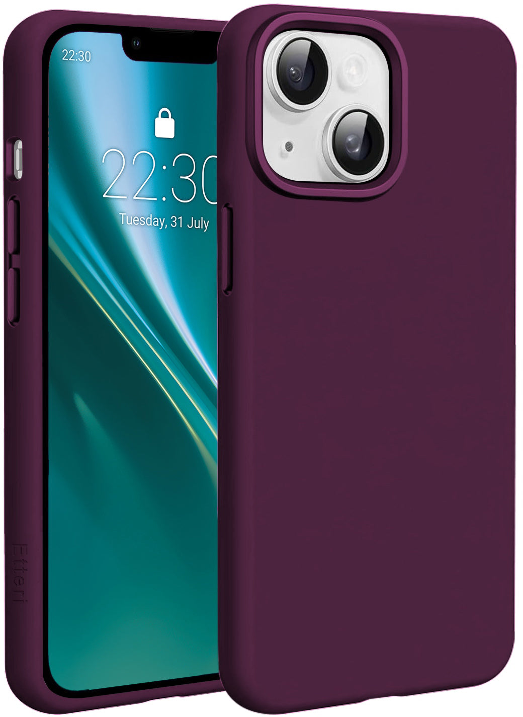 Capa MagSafe para Apple iPhone 15, Etteri, Silicone Mag, Vinho