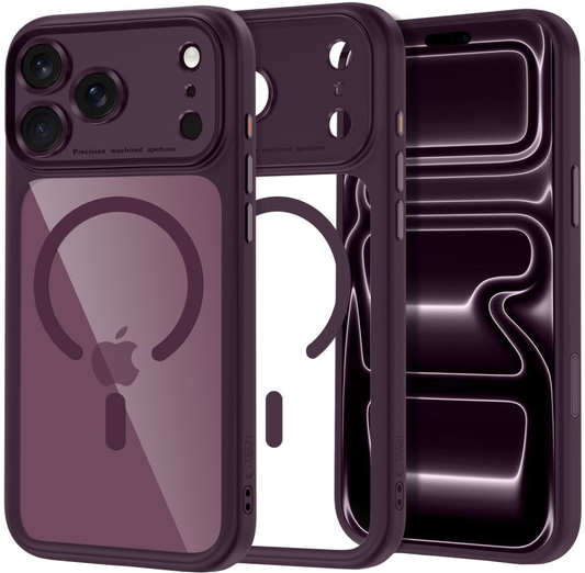 Capa MagSafe para Apple iPhone 18 Pro Max / 17 Pro Max, Tech-Protect, MagPeak CC, Vinho Transparente